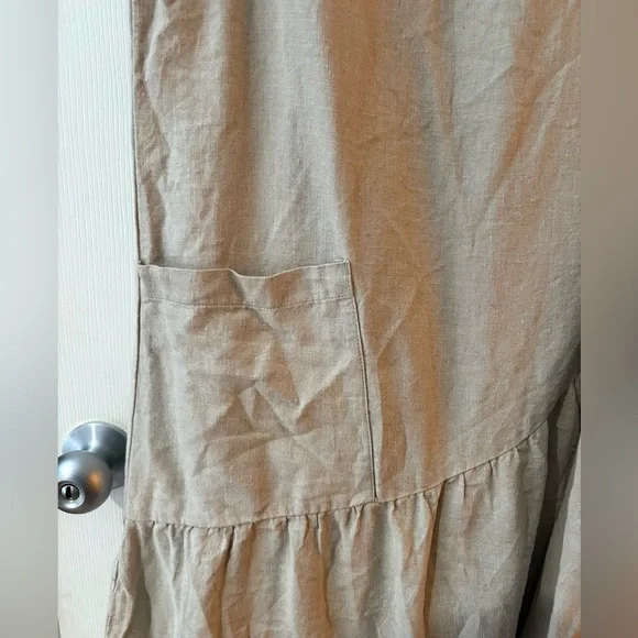 Garnet Hill 100% linen beige minimalist dress size 8 sleeveless - Picture 3 of 12